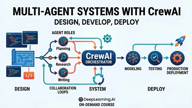 دورة عبر الإنترنت في تصميم ونشر Multi-Agent Systems باستخدام CrewAI